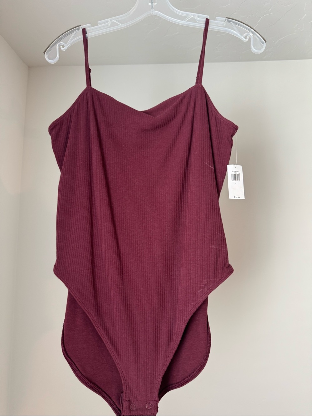 NWT Old Navy Ribbed Burgundy Double-Lined Bodysuit | Size L